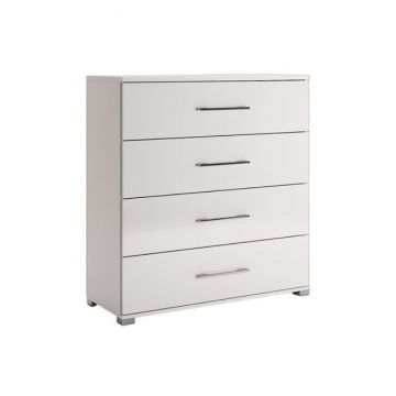 Comodă Family 4S, Cu 4 Sertare Și Design Modern, PAL, 108.5x40x82.3 cm, Alb