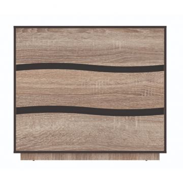 Comodă Geneva 3S, design modern cu sertare spațioase, PAL melaminat, 120x50x106,5 cm, Sonoma Trufa/Wenge
