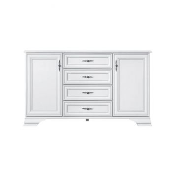 Comodă Idento KOM2D4S, 2 uși și 4 sertare, MDF și PAL laminat, 154.5x44.5x90 cm, alb alpin