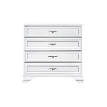 Comodă Idento KOM4S, 4 sertare, MDF și PAL laminat, 94.5x44.5x90 cm, alb alpin