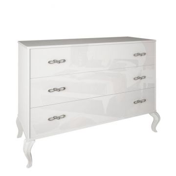 Comodă Imperia 3S cu 3 sertare, PAL, 130x50x95 cm, alb