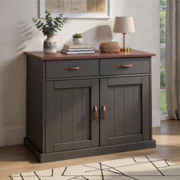 Comoda Luzerna 3.1, Inter Link, 90x45x86 cm, lemn, gri/sepia