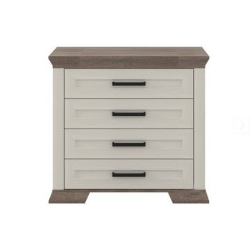 Comodă Marsel KOM4S, 4 sertare spațioase, MDF și PAL, 98x45x90 cm, alb frasin