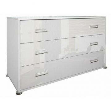 Comodă Melisa, Cu 3 Sertare Și Spații Depozitare, PAL, 130x50x75.7 cm, Alb