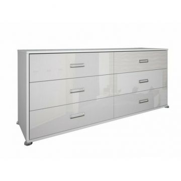 Comodă Melisa, Cu 6 Sertare Și Capacitate Mare Depozitare, PAL, 174x50x75.7 cm, Alb