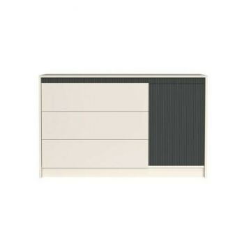 Comodă Monaco, 3 sertare cu sistem push-to-open, PAL melaminat, 136x84x46 cm, Casmir/Gri