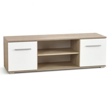 Comodă RTV1 Lima, spațiu pentru depozitare, PAL laminat, 137x40x44 cm, Sonoma-alb