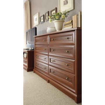 Comodă Sonata 8S, stil clasic, 8 sertare spațioase, structură PAL laminat + MDF, finisaj elegant, 153x45x90.5 cm, Castan