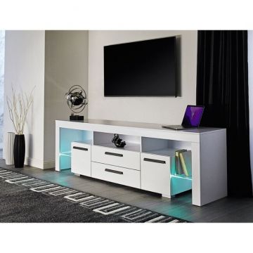 Comodă TV City, design minimalist, PAL melaminat, sertare spațioase, 160x60x43 cm, alb