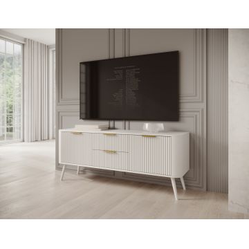Comoda TV ELTAP, Chavelle, 150x40x60 cm, PAL/MDF, alb