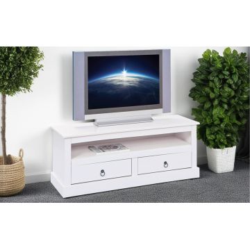 Comoda TV Provence 3, Inter Link, 118x39x45 cm, lemn, alb