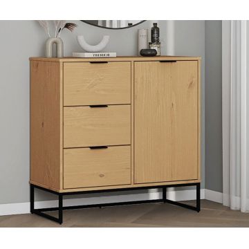 Comoda Vivo 1T3S, Inter Link, 100x45x80 cm, lemn, stejar/negru