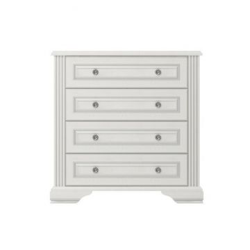 Comodă White 4S, 4 sertare, MDF frezat și PAL melaminat, 93x45x94 cm, frasin alb și pin argintiu