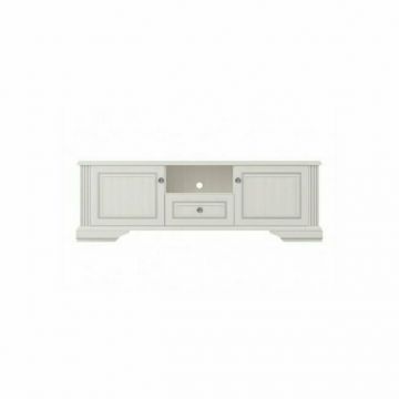 Comodă White RTV, spații depozitare multiple, MDF și PAL melaminat, design modern, 161x53x44.5 cm, alb frasin/pin argintiu