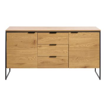ComodÄÃ®n culoare naturalÄcu aspect de lemn de stejar 155x81x45 cm Cesura âu0080Unique Furniture