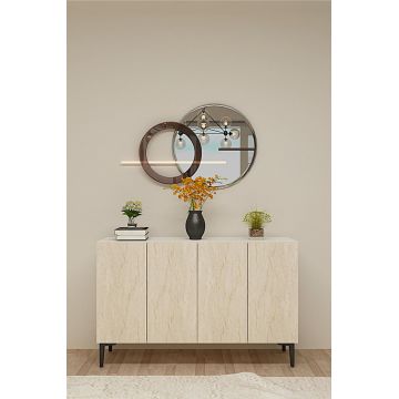 Consola, Hanah Home, Aplos 120, 120x79x32 cm, Alb / Travertin