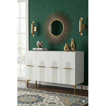 Consola, Hanah Home, Ida 120, 120x79x32 cm, Alb/Auriu