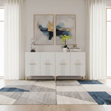 Consola, Hanah Home, Ida 150, 150x75x32 cm, Alb/Auriu