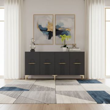 Consola, Hanah Home, Ida 150, 150x75x32 cm, Antracit / Aur