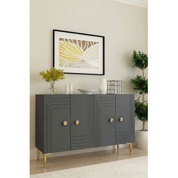 Consola, Hanah Home, Lessi 120, 120x75x32 cm, Antracit / Aur