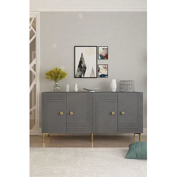 Consola, Hanah Home, Lessi 150, 150x75x32 cm, Antracit / Aur