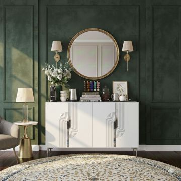 Consola, Hanah Home, Meyra 120, 120x75x32 cm, Alb / Argintiu