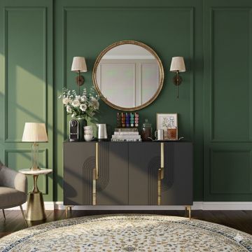 Consola, Hanah Home, Meyra 120, 120x75x32 cm, Antracit / Aur