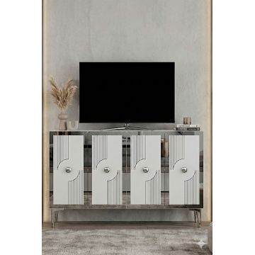 Consola, Hanah Home, Pega 120, 120x79x32 cm, Alb / Argintiu