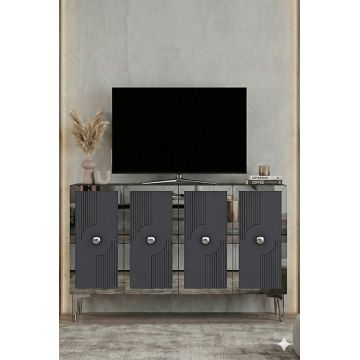 Consola, Hanah Home, Pega 120, 120x79x32 cm, Antracit / Argintiu