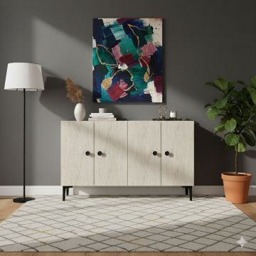 Consola, Hanah Home, Pella 120, 120x75x32 cm, Alb / Travertin