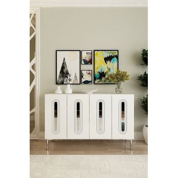 Consola, Hanah Home, Rany 120, 120x75x32 cm, Alb / Argintiu