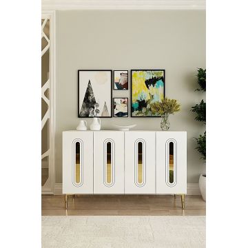 Consola, Hanah Home, Rany 120, 120x75x32 cm, Alb/Auriu