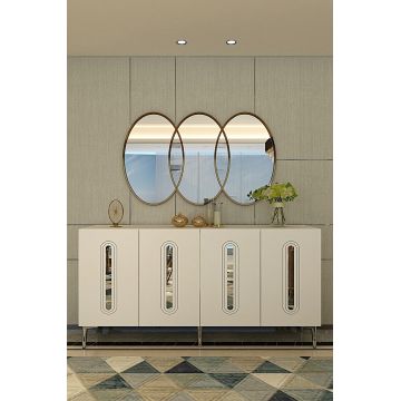 Consola, Hanah Home, Rany 150, 150x75x32 cm, Alb / Argintiu