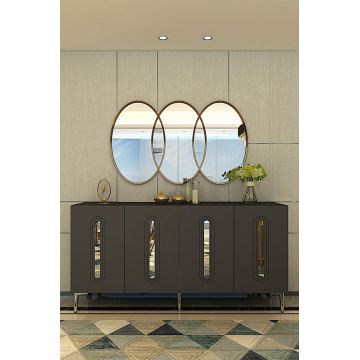 Consola, Hanah Home, Rany 150, 150x75x32 cm, Antracit / Argintiu