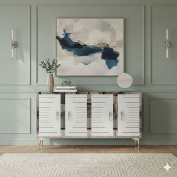 Consola, Hanah Home, Tuna 120, 120x75x32 cm, Alb / Argintiu