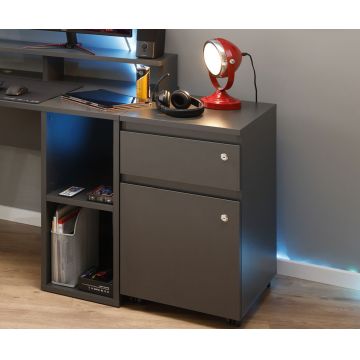 Dulap de birou cu roti si cheie File Guard, Inter Link, 44x51.3x76.9 cm, lemn, antracit