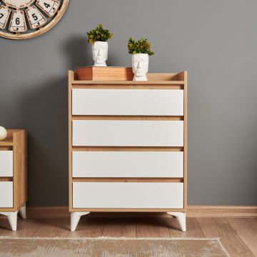 Dulap, Hanah Home, Tuvalle 040, 70x92x40 cm, Stejar Safir / Alb