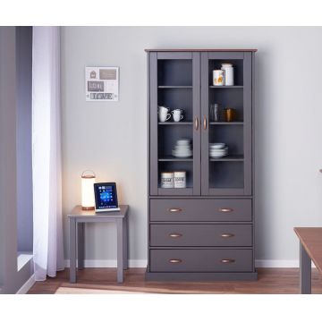 Dulap multifunctional Luzerna , Inter Link, 190x90x38.4 cm, lemn, gri/sepia