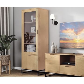 Dulap multifunctional Vivo 2T, Inter Link, 70x45x190 cm, lemn, stejar/negru