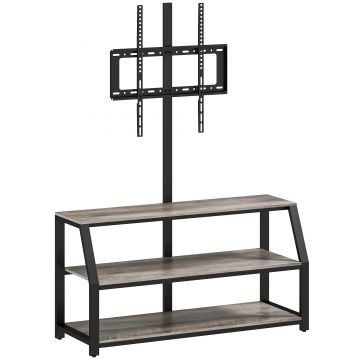 HOMCOM Comodă TV cu suport pentru televizoare până la 182,9 cm, comodă TV cu 2 rafturi deschise, 110x43x150cm, gri | Aosom Romania