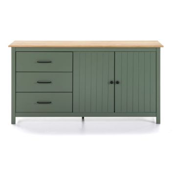 Comodă verde/în culoare naturală joasă din lemn masiv de pin 150x80 cm Miranda – Marckeric