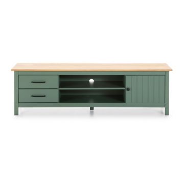 Masă TV verde/în culoare naturală din lemn masiv de pin 158x47 cm Miranda – Marckeric