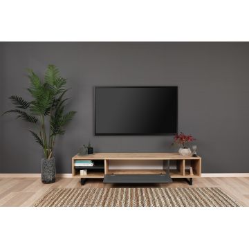 Comoda TV Safir, Puqa Design, 160x35x40 cm, maro/antracit