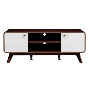 Comodă TV albă/maro cu aspect de lemn de nuc 140x53 cm Caitlin – Støraa