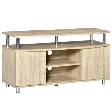 Mobilier TV Modern cu 2 Rafturi si 2 Dulapioare in PAL 105x40x55cm HOMCOM | Aosom Romania