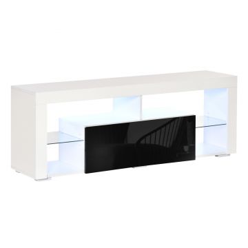 HOMCOM Suport TV cu Iluminare LED Multicoloră și Telecomandă, pentru Televizoare până la 55