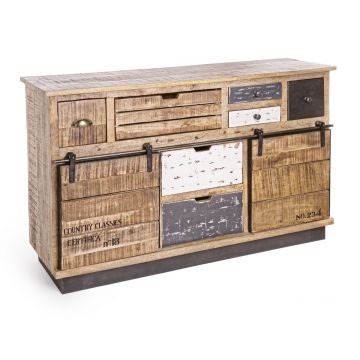 Bufet inferior Tudor, Bizzotto, 125 x 37 x 80 cm, lemn de mango/otel