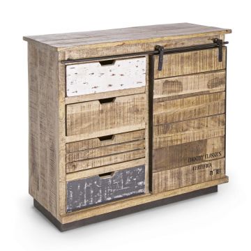 Bufet inferior Tudor, Bizzotto, 90 x 35 x 85 cm, lemn de mango/otel