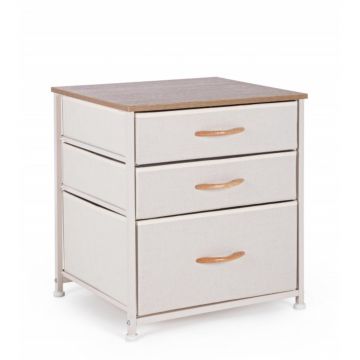 Comoda cu sertare textile, Bizzotto, 3 sertare, 48x40x53 cm, otel/MDF/poliester