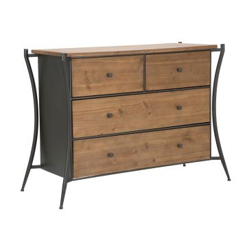 Comoda Glasgow, Mauro Ferretti, 122x49x85 cm, lemn de brad, maro